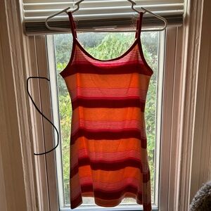 American Eagle Outfitters Red and Orange Striped Mini Dress